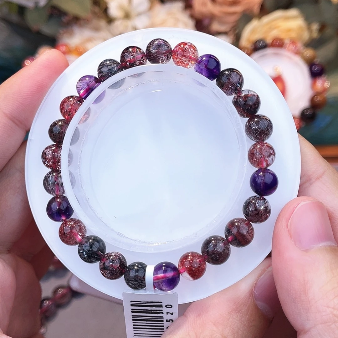 水晶手串未镶嵌红黑加仑超七7m