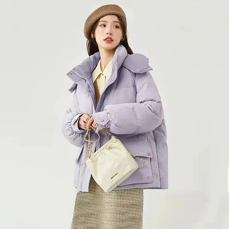 潮新款棉袄2024冬季加厚连帽面包棉服女韩版宽松棉衣潮流百搭外套