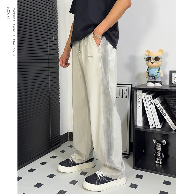 男生夏季冰丝垂感休闲裤潮流痞帅高级感速干直筒裤时尚百搭裤子