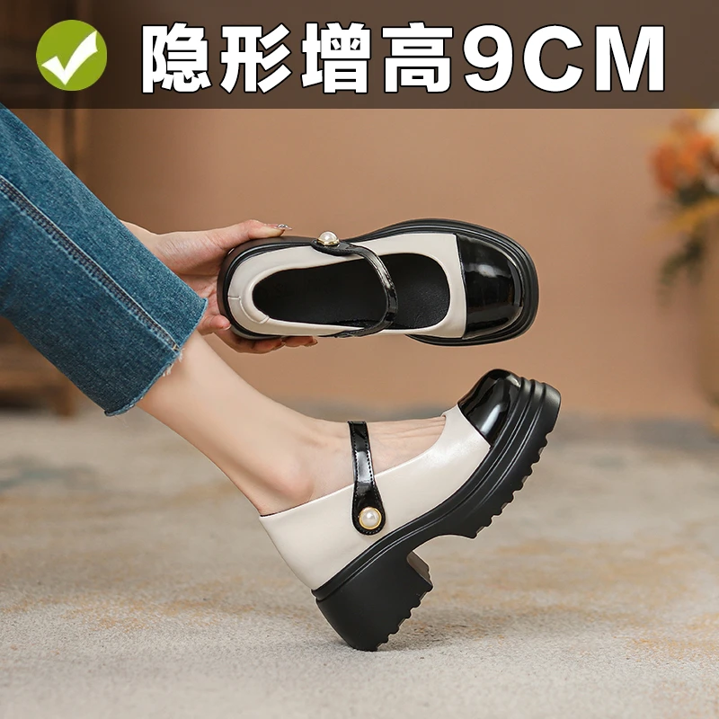 法式玛丽珍女鞋2025新款春夏季透气小香风高跟配裙子内增高单鞋