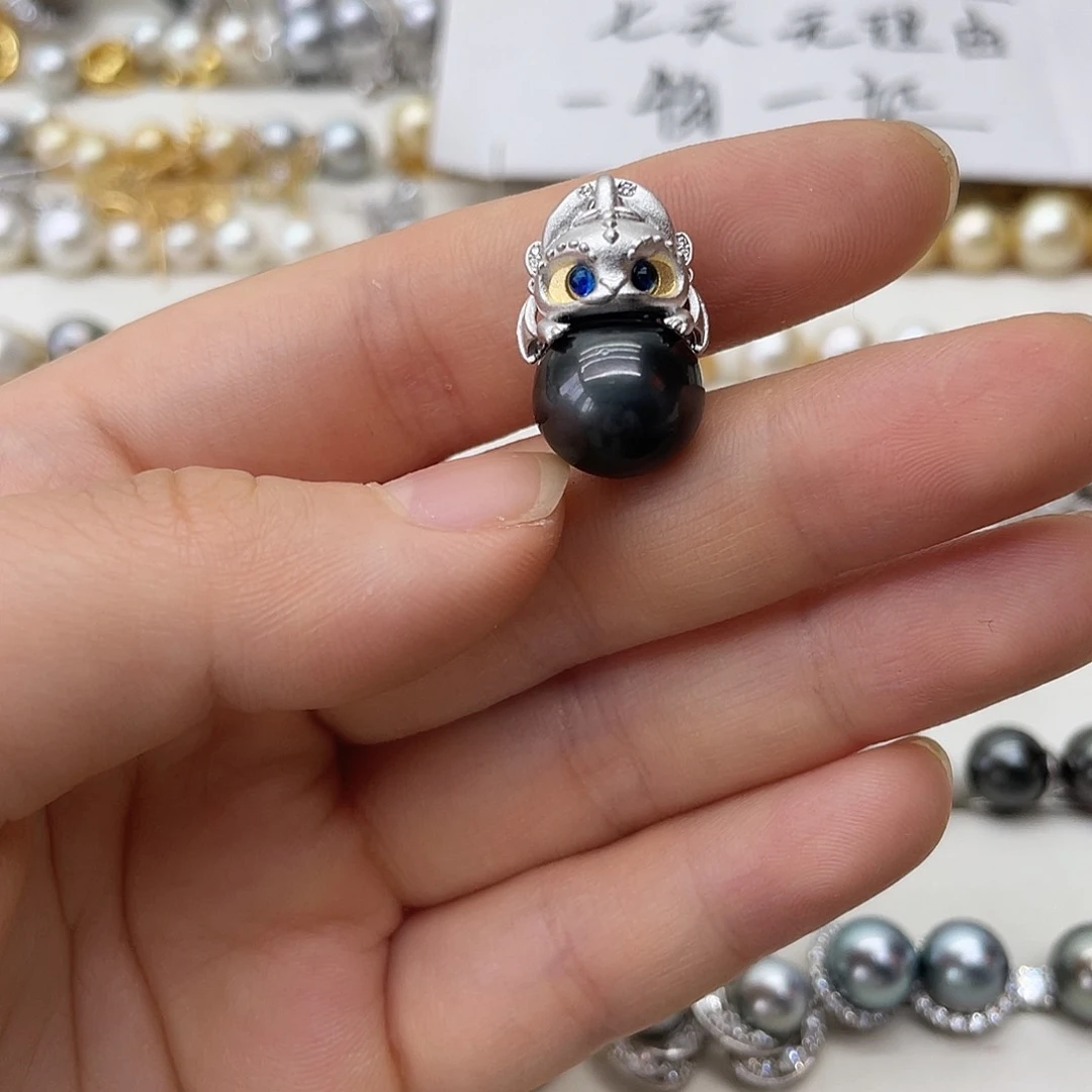 银S925镶嵌海水珍珠吊坠(不含链)