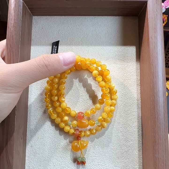 蜜蜡未镶嵌手串6.6mm蜜蜡手串