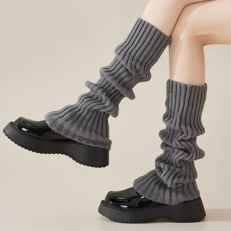 秋冬纯色袜套女生Y2K简约风保暖弹力袜口学院风JK时尚百搭小腿套