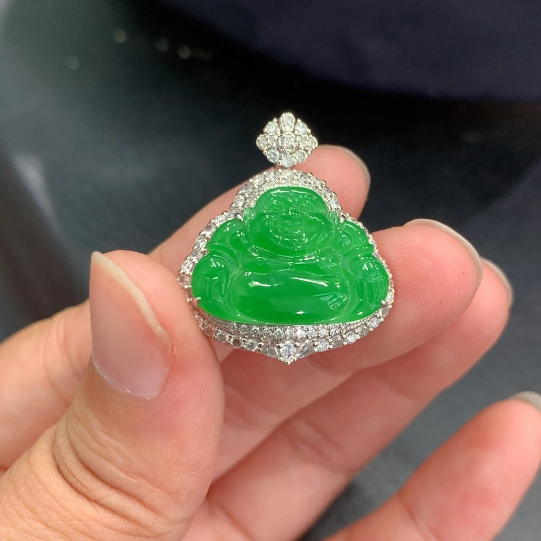 翡翠18K金镶嵌吊坠(不含链)吊坠