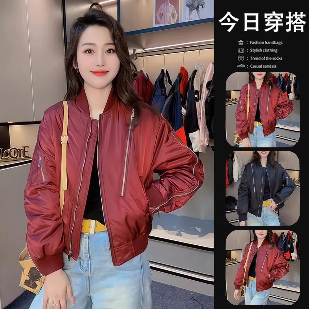 黑色设计感棒球服外套女2025春秋新款小个子立领美式洋气拉链夹克
