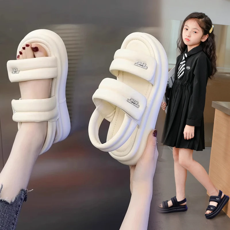女童凉鞋6-12岁夏季新款儿童沙滩鞋中大童罗马凉鞋防滑轻便公主鞋