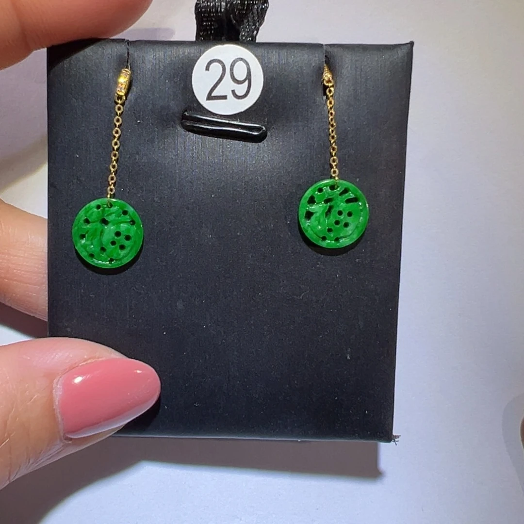 翡翠颈饰18K金镶嵌耳环