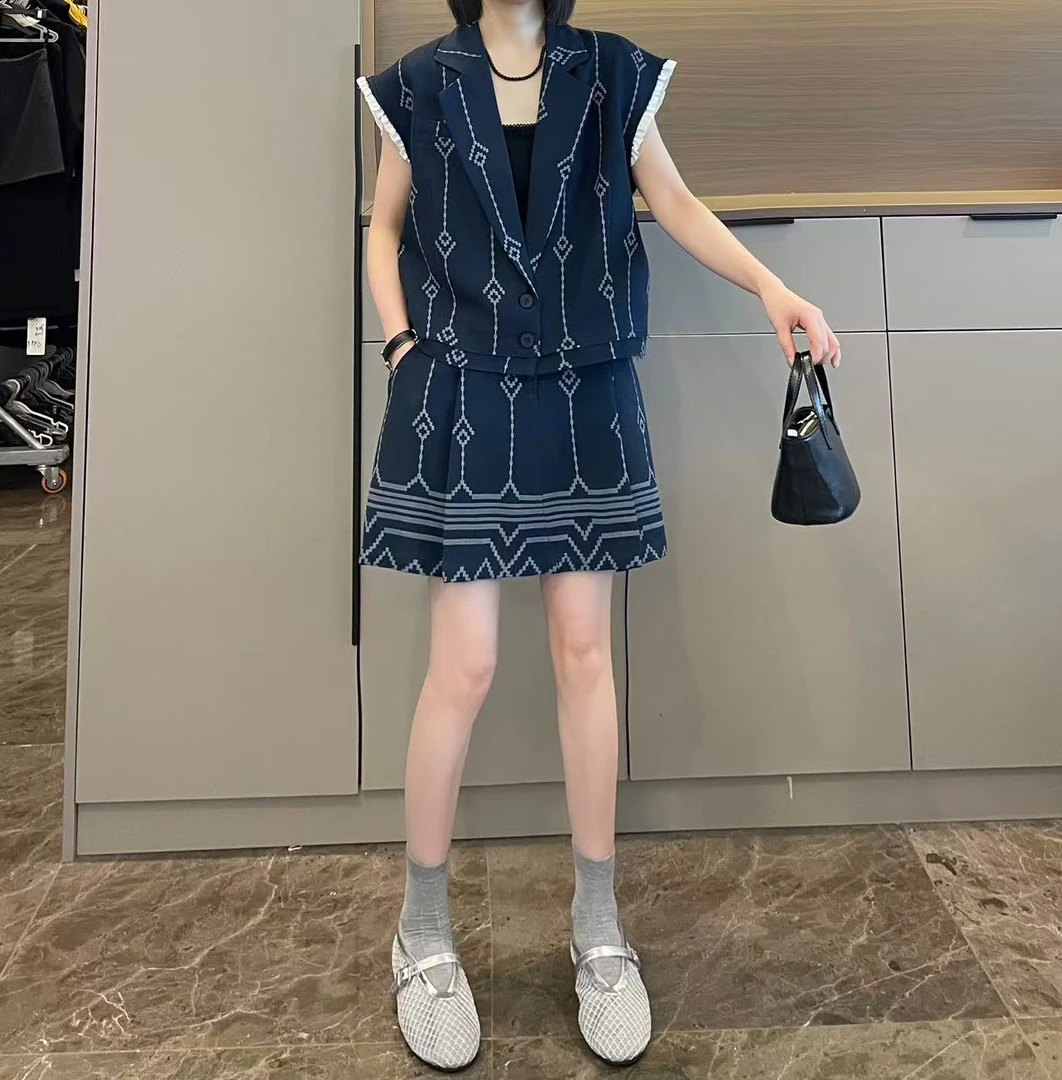 米可/MK-2355LJ【复古气质感小飞袖半裙套装】时尚夏季新款两件套