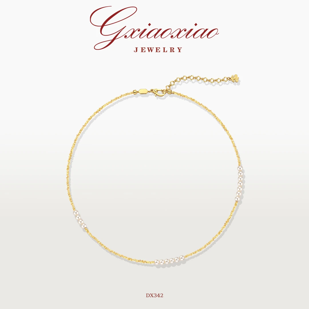 铜合金项链 GXIAOXIAO镀K金【限定】轻奢气质优雅百搭锁骨项链DX342