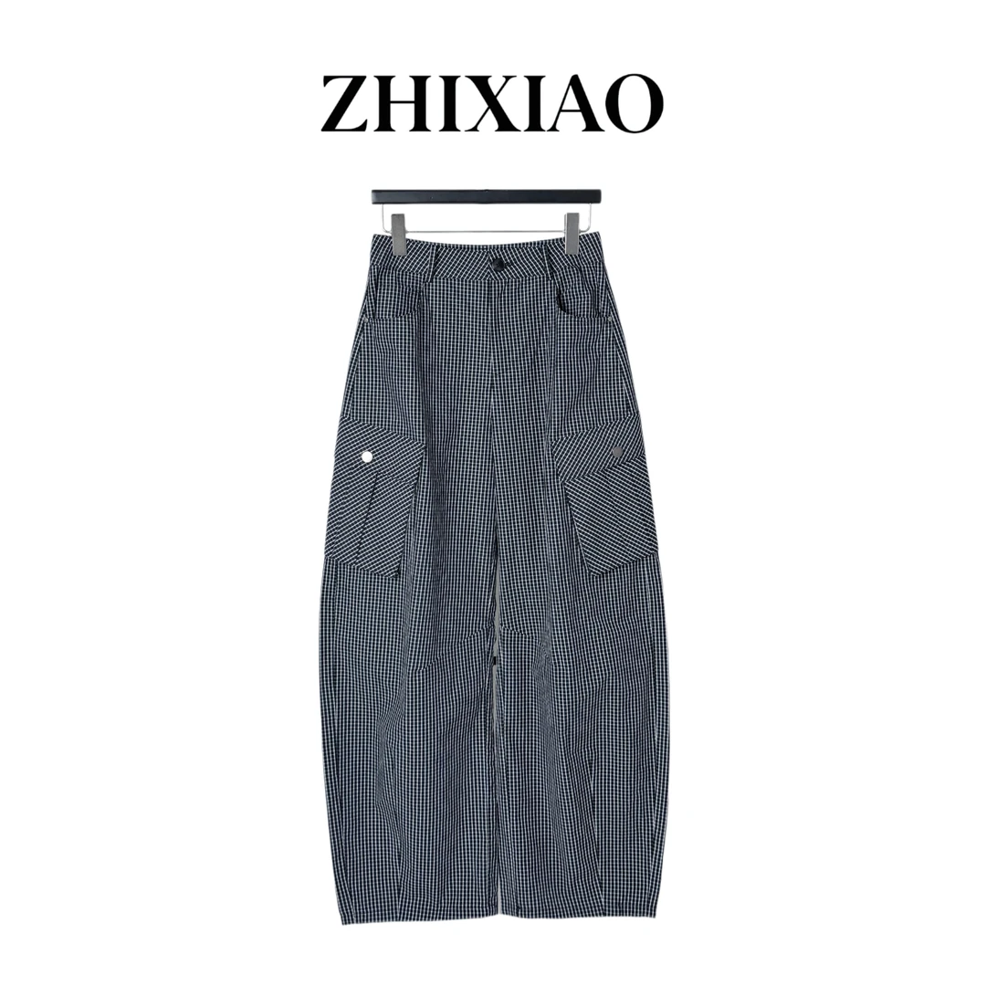 【ZHIXIAO】秋冬新款：格子工装弯刀裤262