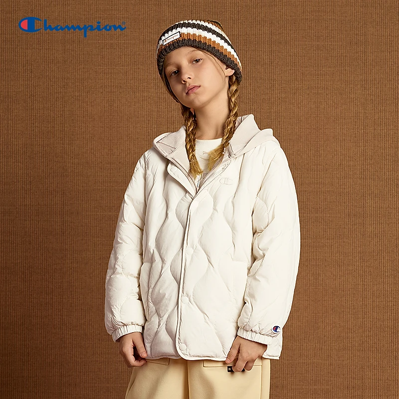 Champion冠军男女大小童装25冬季轻薄抗菌假两件羽绒服25FW-YR633