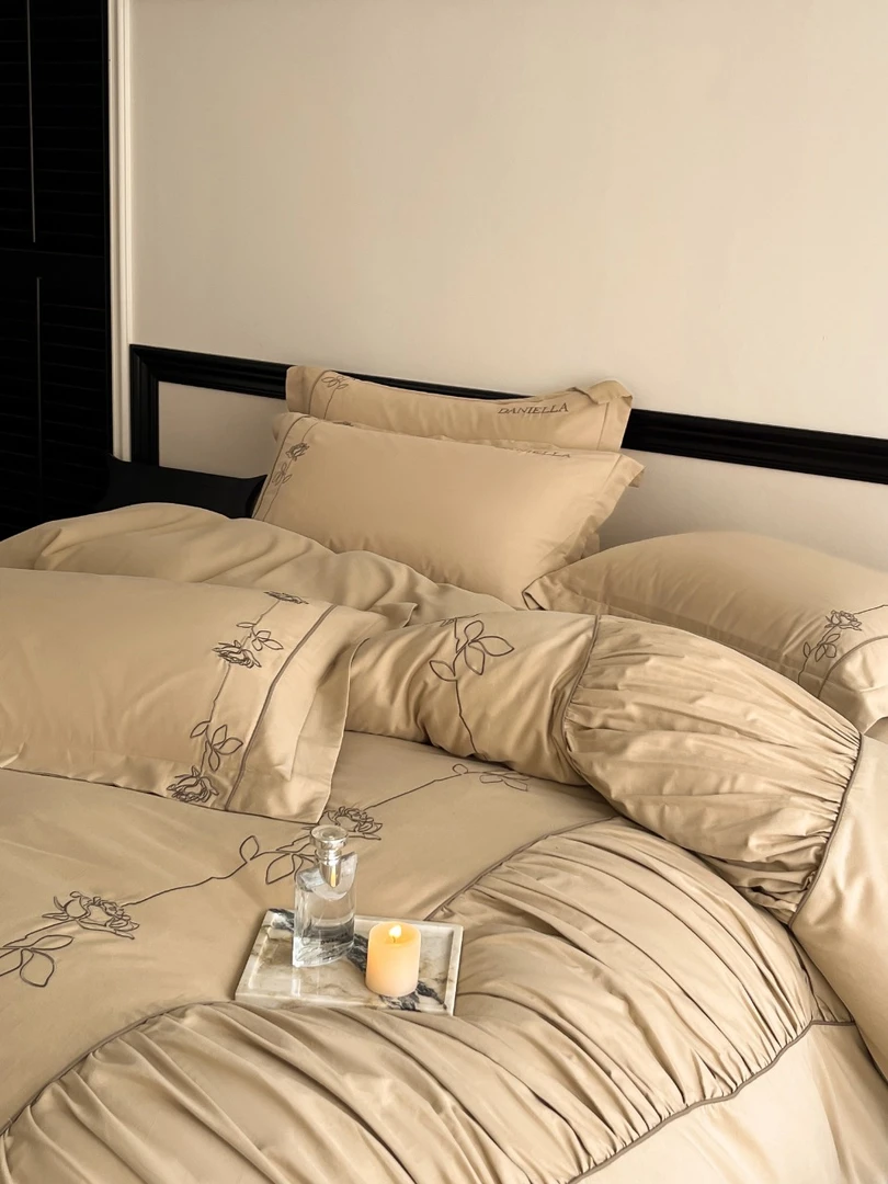 【凡哥】 法式设计师款长绒棉磨毛四件套 南法庄园-卡其色