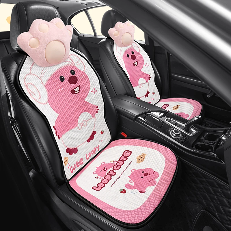 汽车坐垫四季通用单片座椅套可爱卡通风格适合夏季使用
