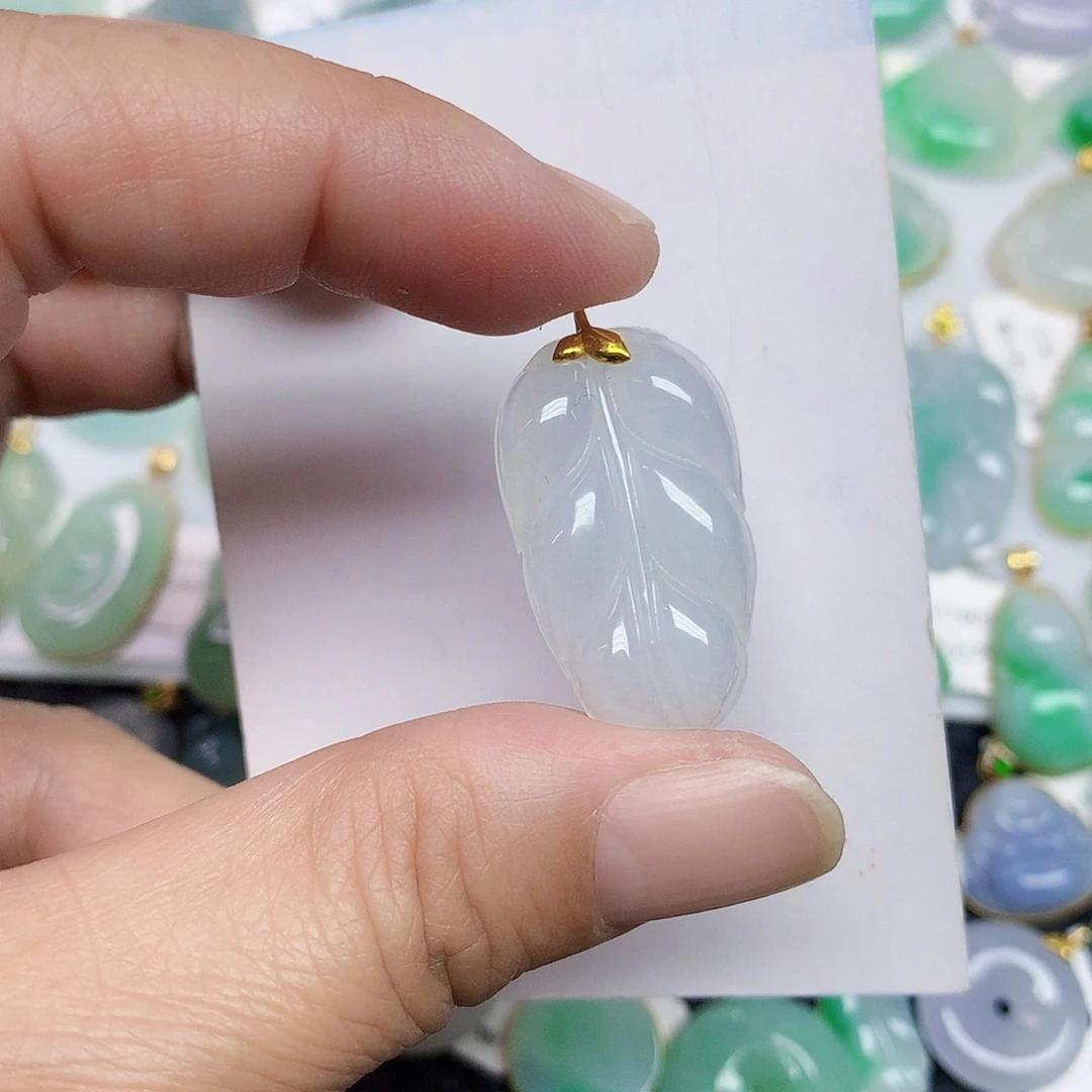 翡翠18K金镶嵌颈饰456778