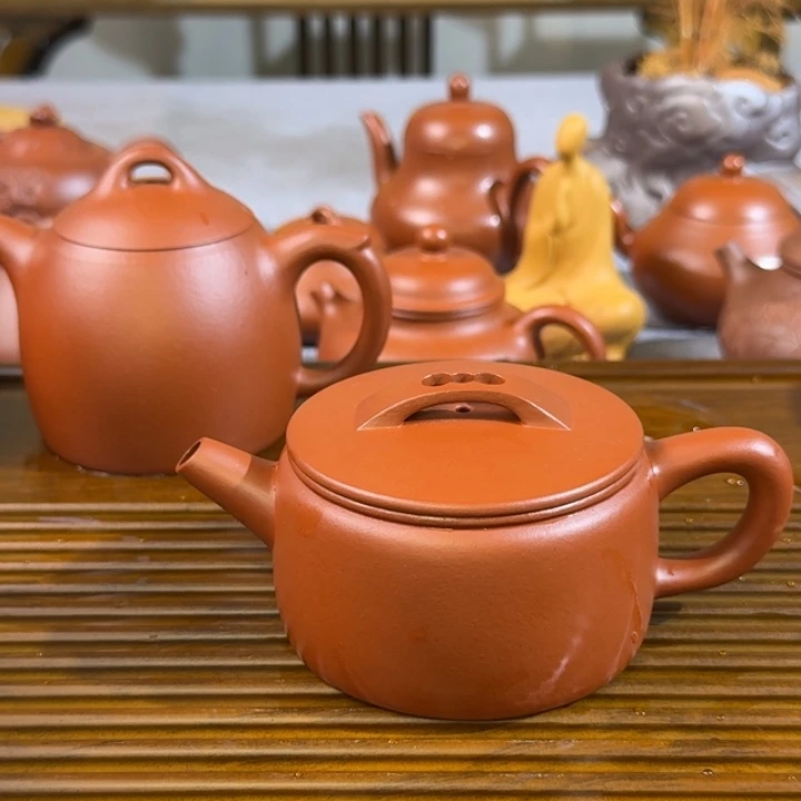 茶壶紫砂朱泥全手汉瓦200毫升
