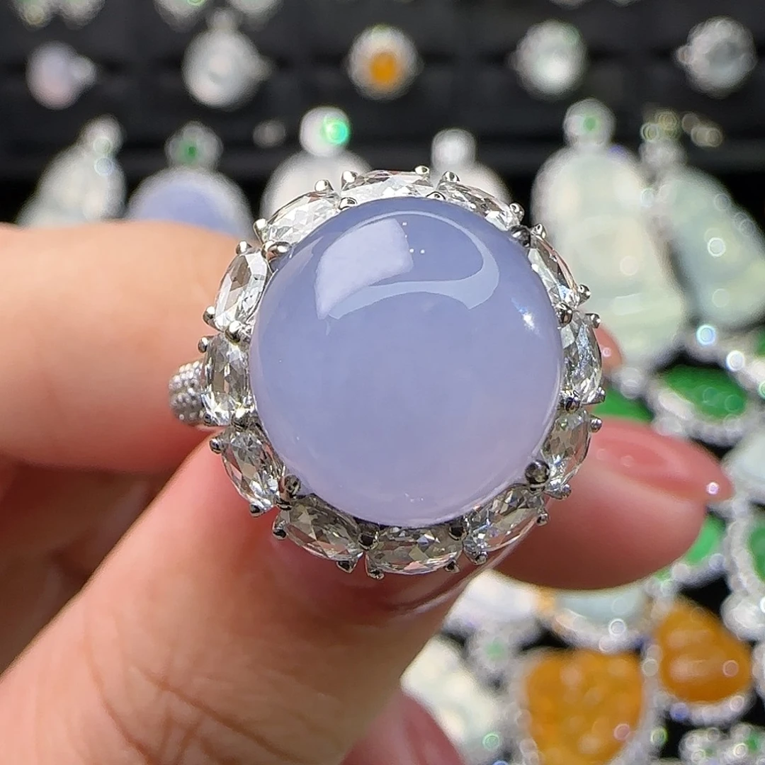 翡翠18K金镶嵌戒指天然翡翠