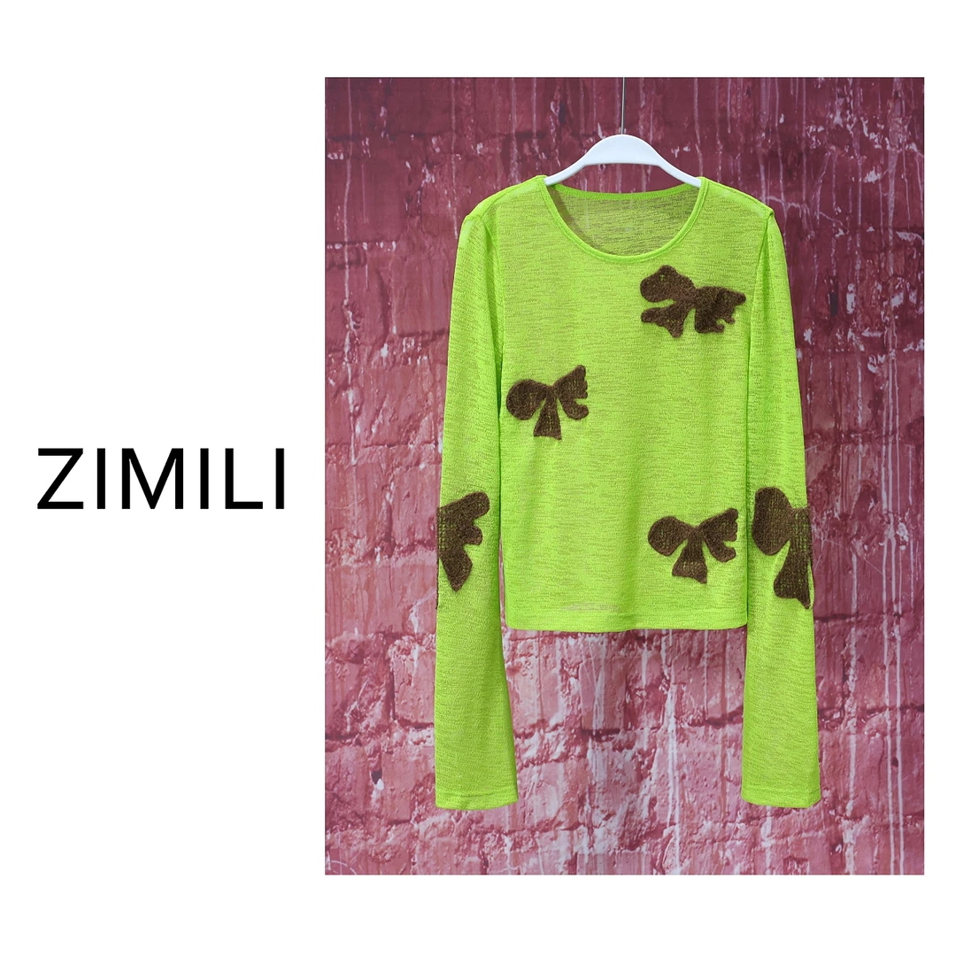 【程二女装】冰凉一夏 高定面料欧货小众撞色刺绣针织衫7532