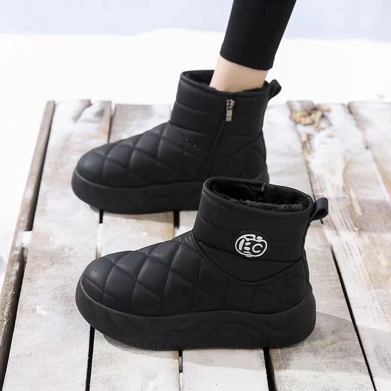 【AB034】保暖森系冬季胶粘套脚时尚雪地靴靴子女士加绒高帮