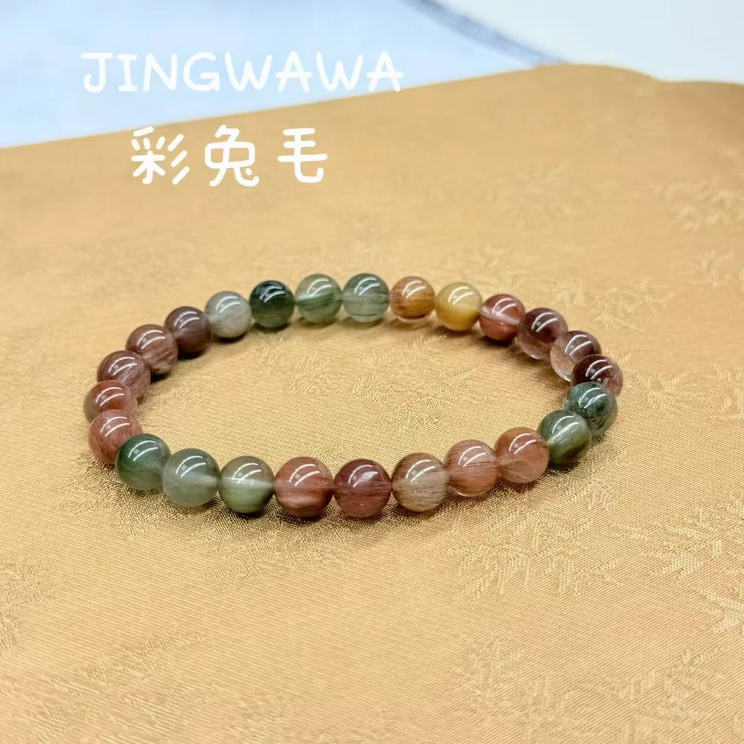 天然老矿顺发油画彩兔毛绒毛水晶手串女款（1033）