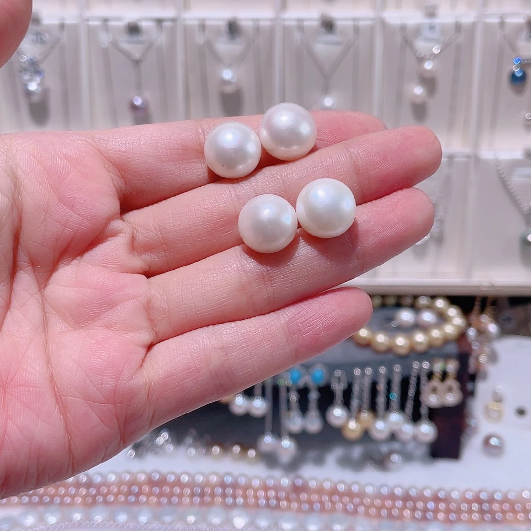 银S925镶嵌淡水珍珠颈饰3对12➕素盯