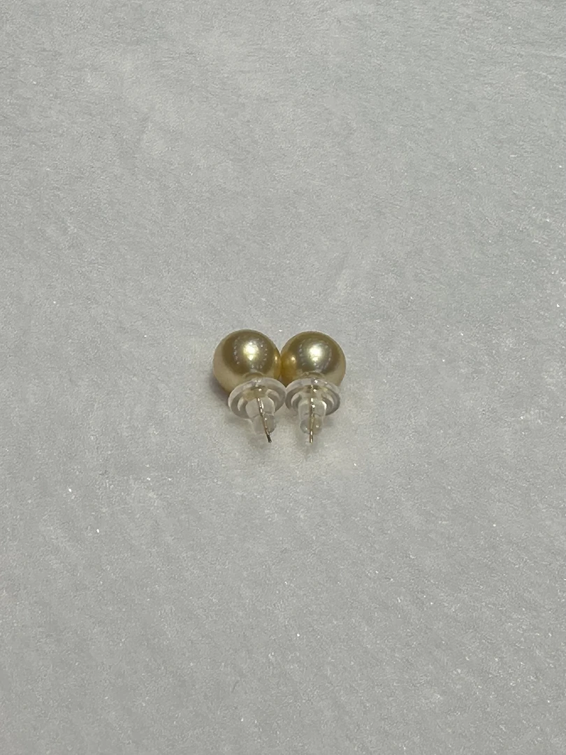 【超哥专属】天然海水金珠耳钉 18k金11-12mm