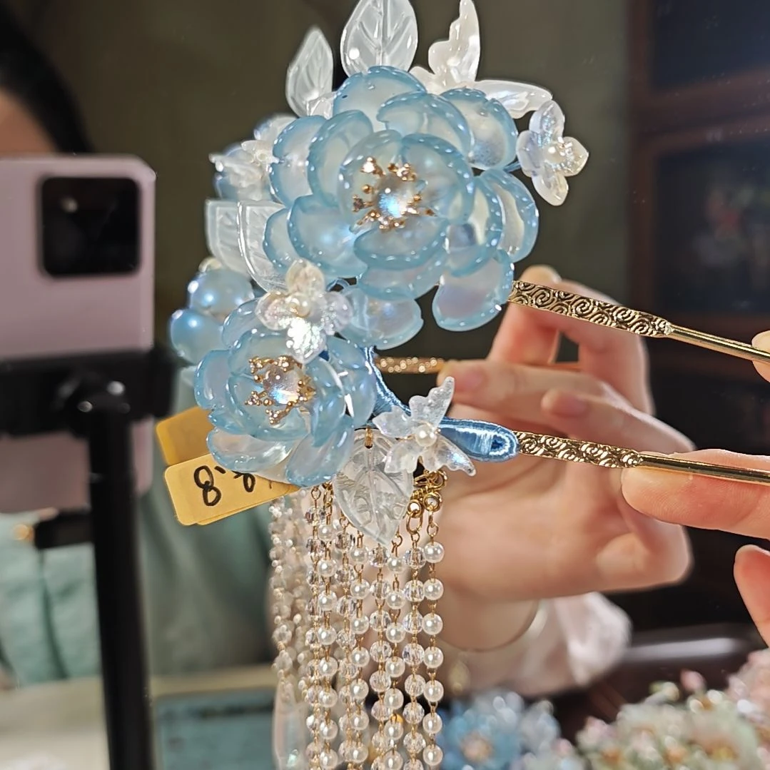 琉璃发簪琉璃类饰品-纯手工制作【No退No换，默认有色差】