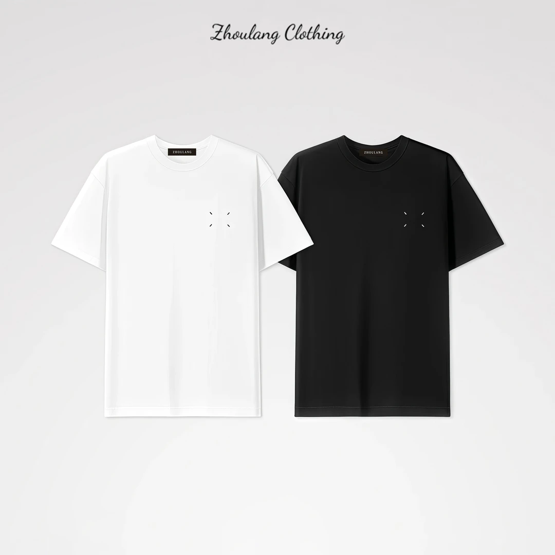 【Zoulang CX】经典四点刺绣简约百搭纯棉休闲圆领短袖T恤 ZT007