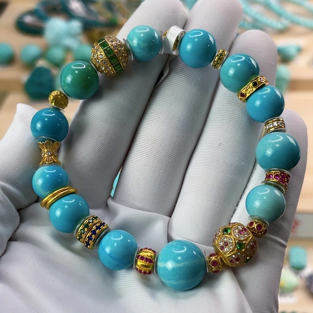 18K金镶嵌绿松石珠宝奇石