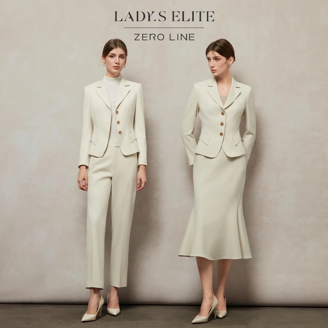 LadySElite西装女鱼尾裙西裤三件套装2025年新款中长半裙琥珀流光