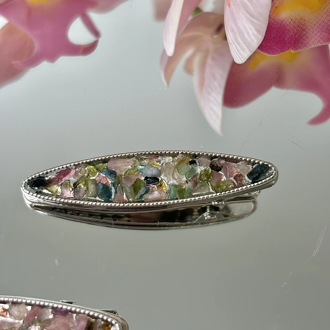 【碧玺银夹】碧玺发夹（1个）面小仙多样性发其一