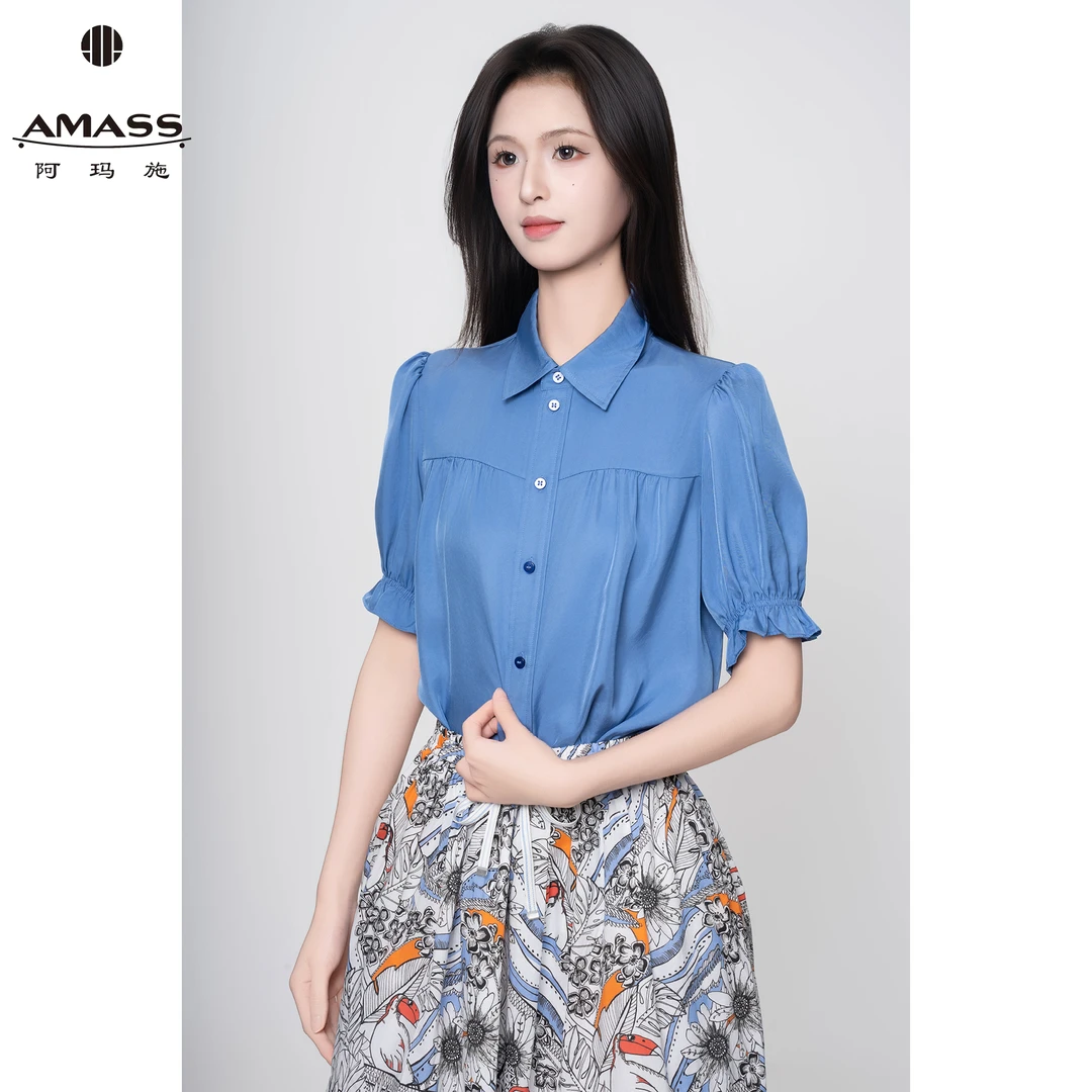 AMASS/阿玛施25年新款春夏时尚清新百搭优雅气质泡泡袖衬衫530007