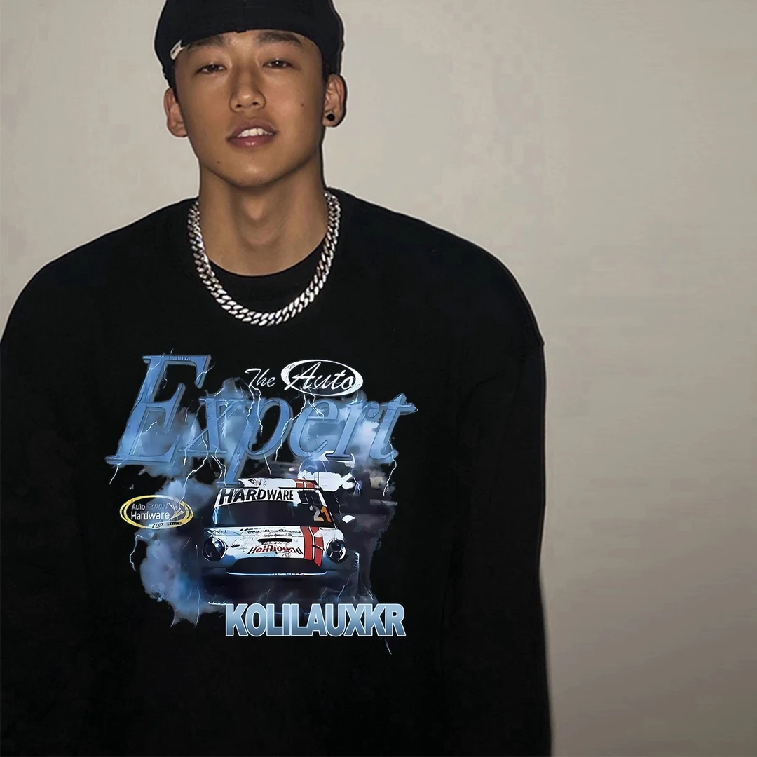 凯颂大码300斤欧美式高街潮流圆领卫衣男女秋冬宽松百搭显瘦上衣