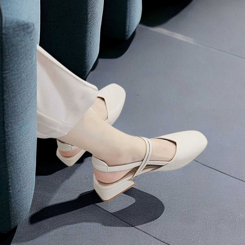 凉鞋女外穿包头凉鞋女2025新款夏季粗跟仙女风配裙子中跟玛丽珍鞋