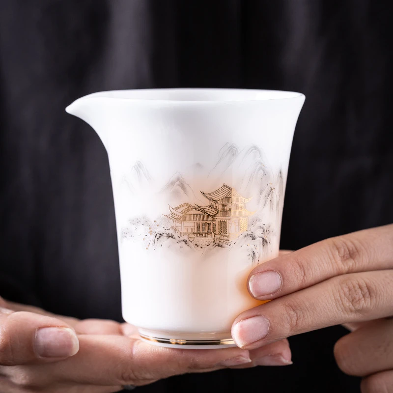 德化冰种玉瓷大号公道杯茶海分茶器高档家用陶瓷白瓷功夫茶具配件