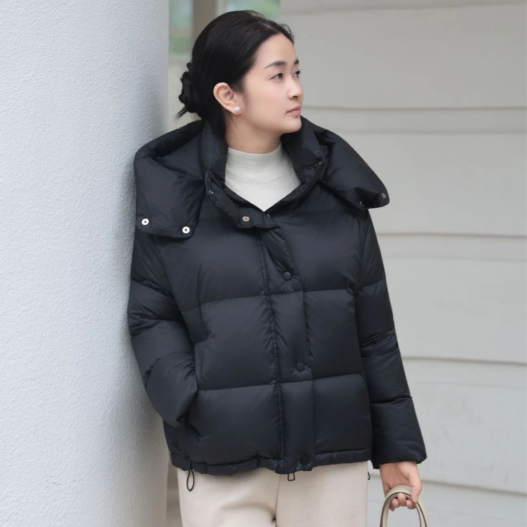 麻享【泡芙羽绒服】冬季新款纯色连帽羽绒服轻盈保暖女款FSY51126