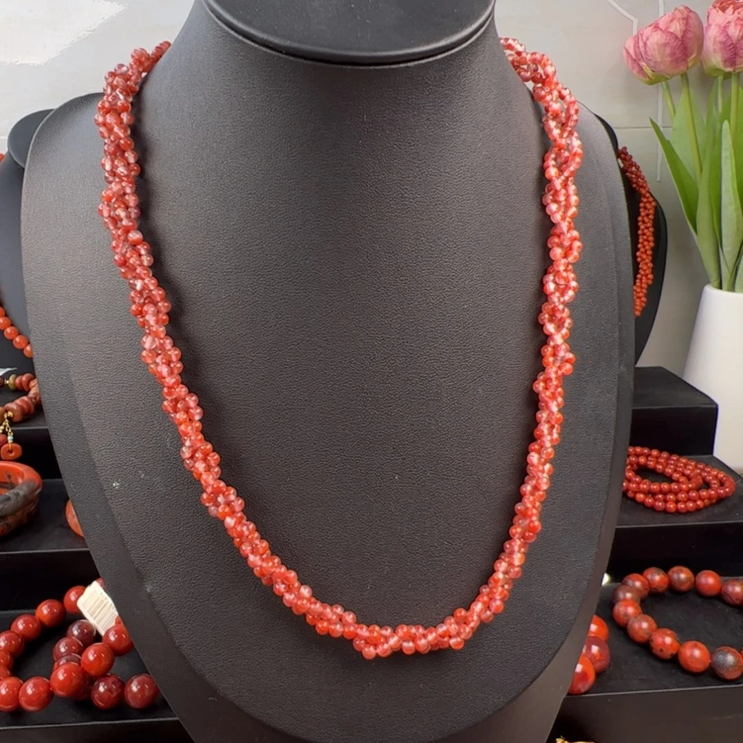 南红玛瑙未镶嵌（麻花毛衣链3.5mm