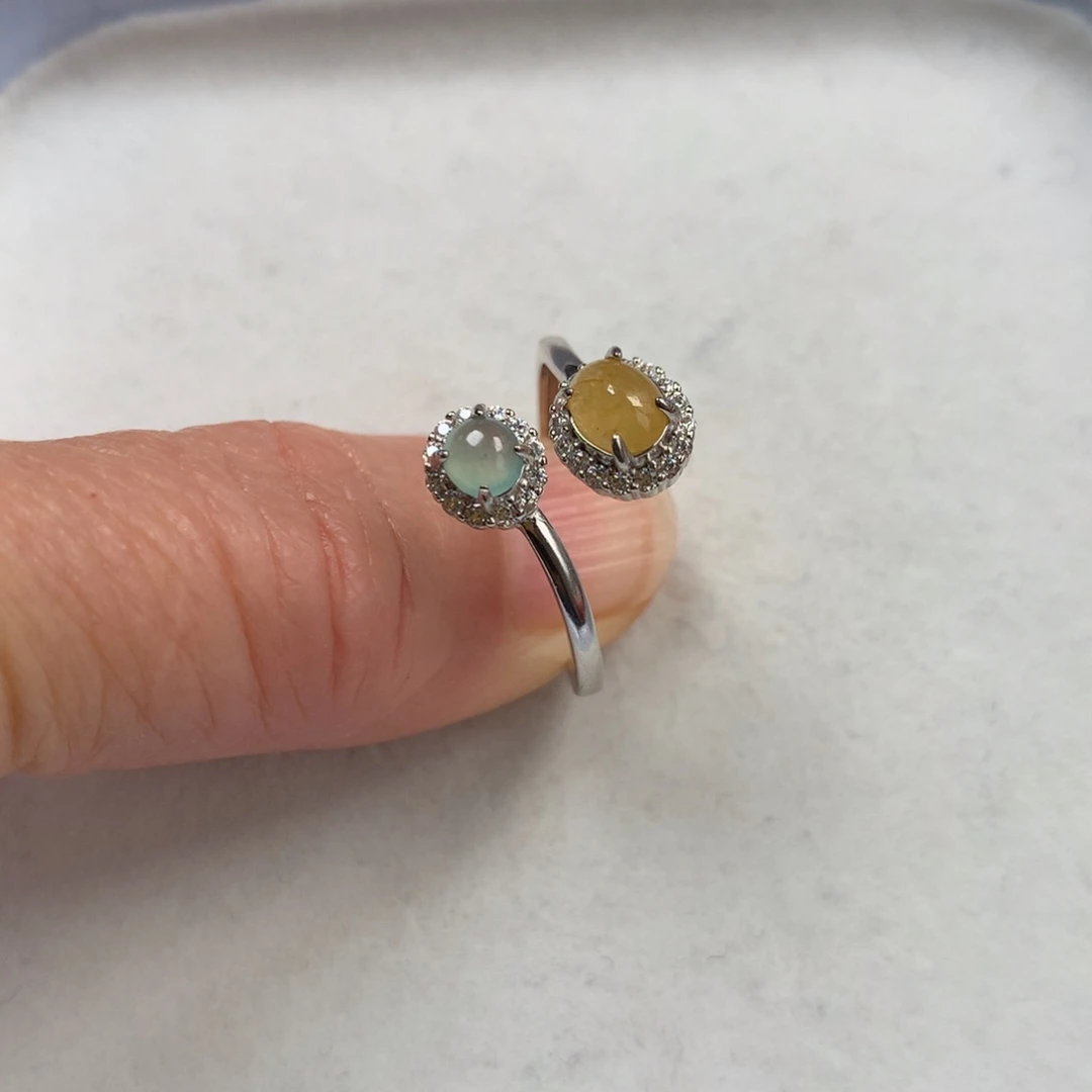 翡翠银S925镶嵌戒指戒