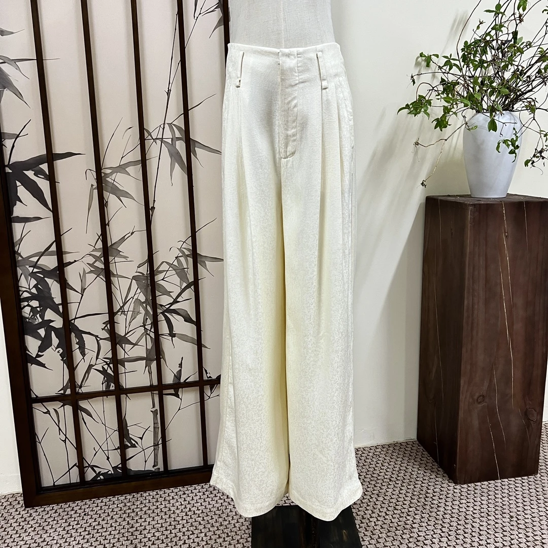 櫟丝御锦【星河系列】柞蚕丝女裤高腰显瘦简约时尚休闲百搭 1836