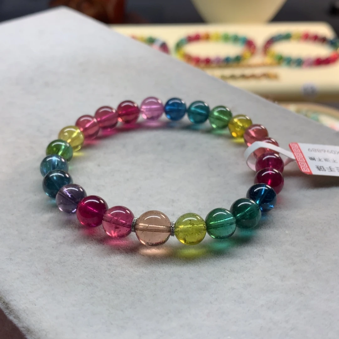 【闪购商品】未镶嵌手链碧玺艳丽色标单圈7.5