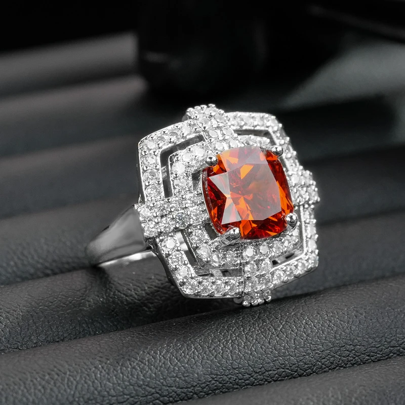 铜合金锆石戒指 红色气质轻奢经典时尚精致奢华戒指7142-3