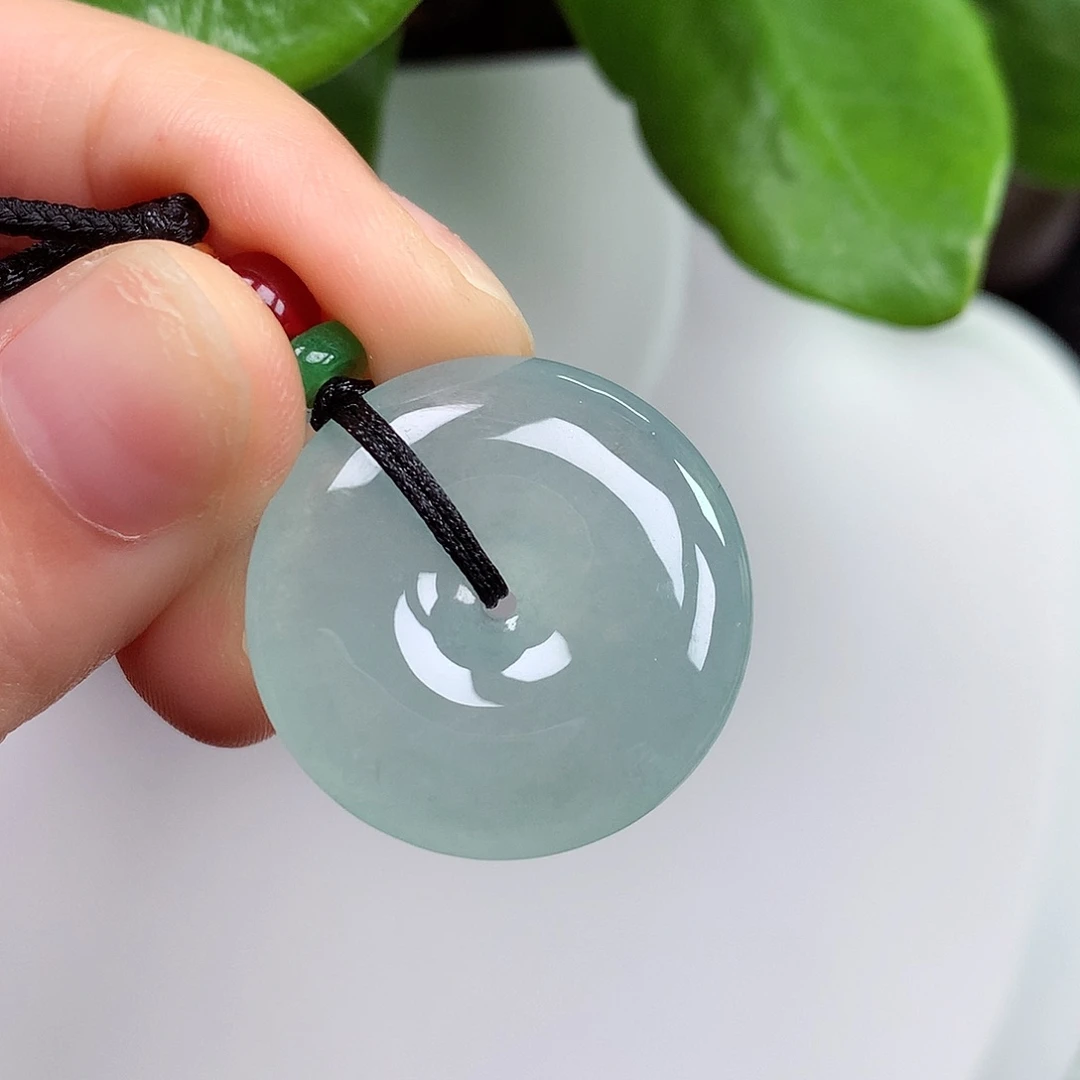 翡翠未镶嵌颈饰平安扣 24.3-5.6mm