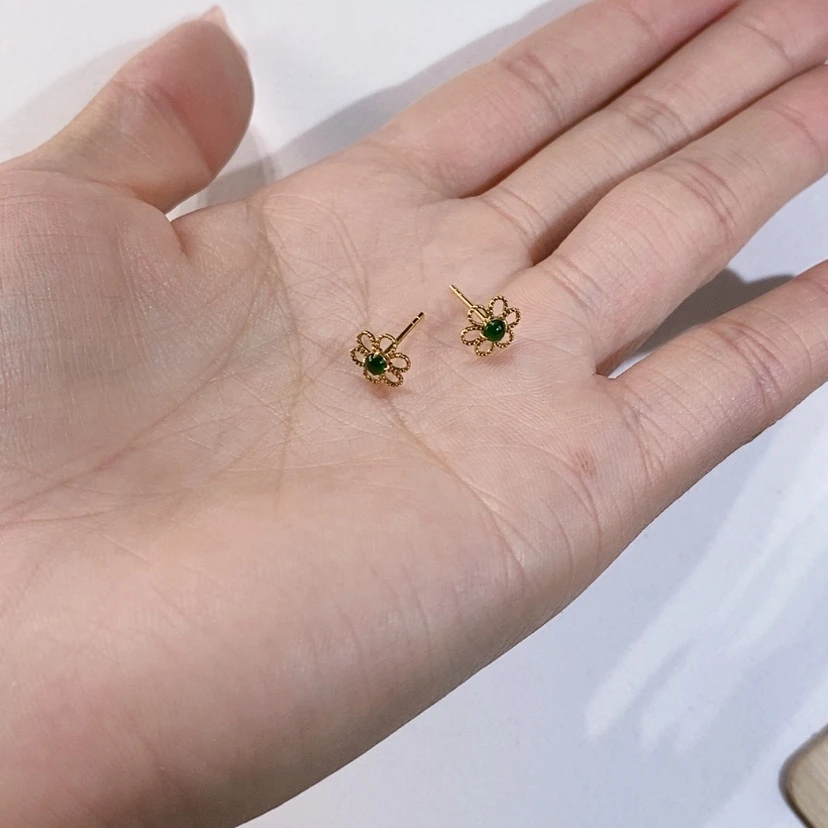 【闪购商品】翡翠18K金镶嵌颈饰耳钉