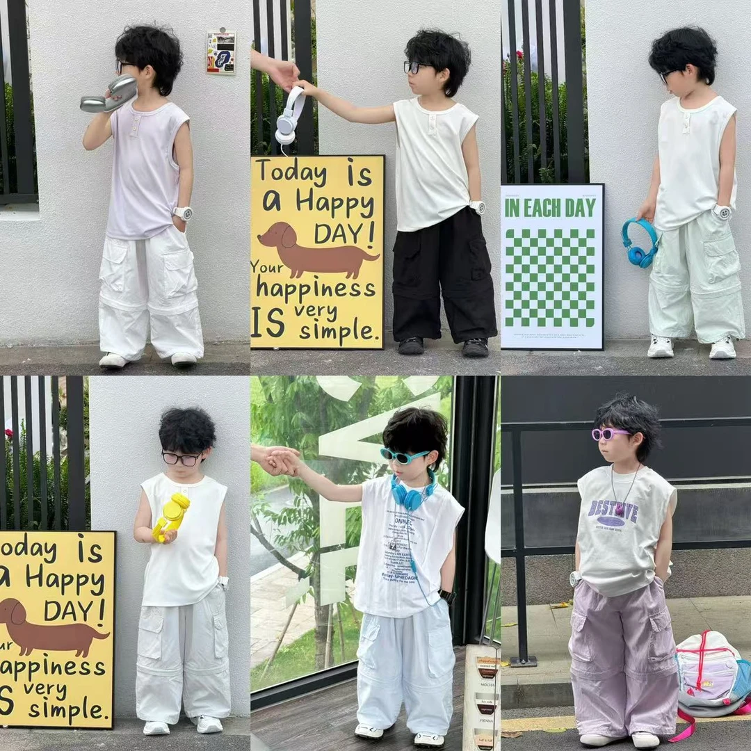 【keykey】男童“可拆卸”工装长裤夏季薄款宽松休闲裤儿童裤子kk99