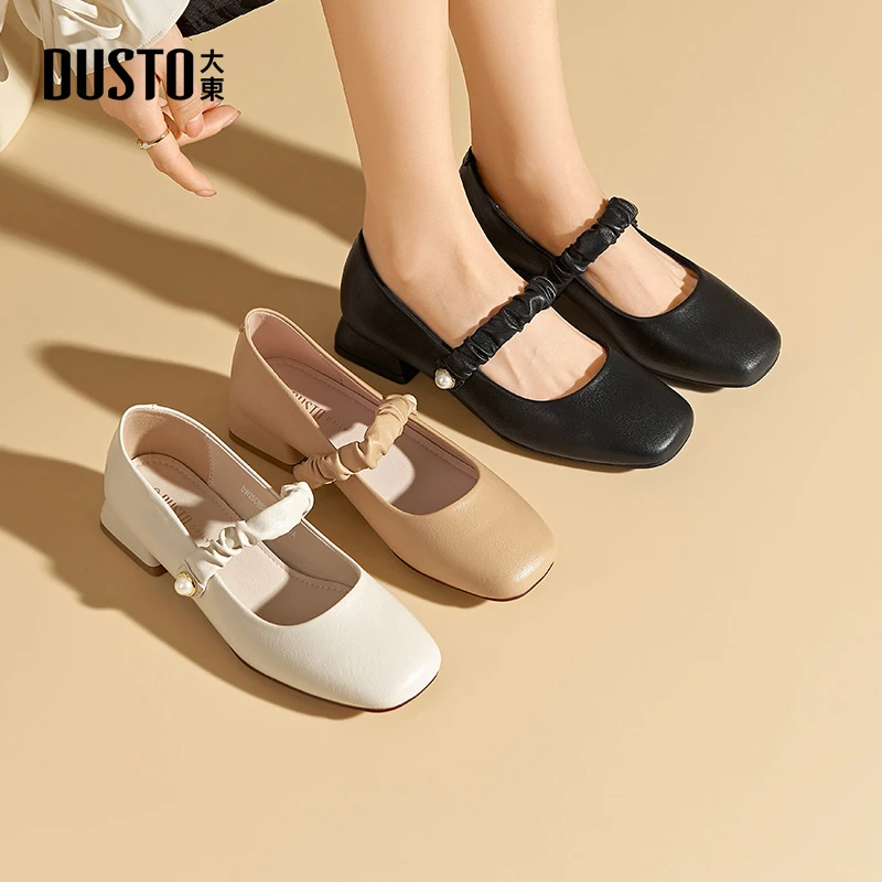 大东2025夏季新款女鞋法式优雅单鞋甜美玛丽珍鞋复古小皮鞋女0028