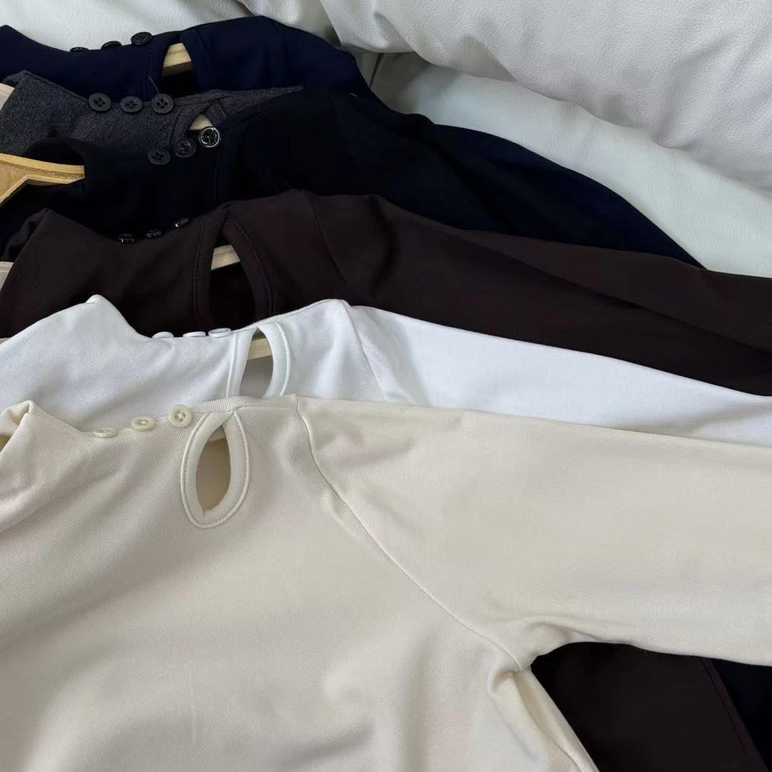 黑色半高领软糥内搭修身打底衫女秋冬季新款磨毛长袖保暖T恤上衣