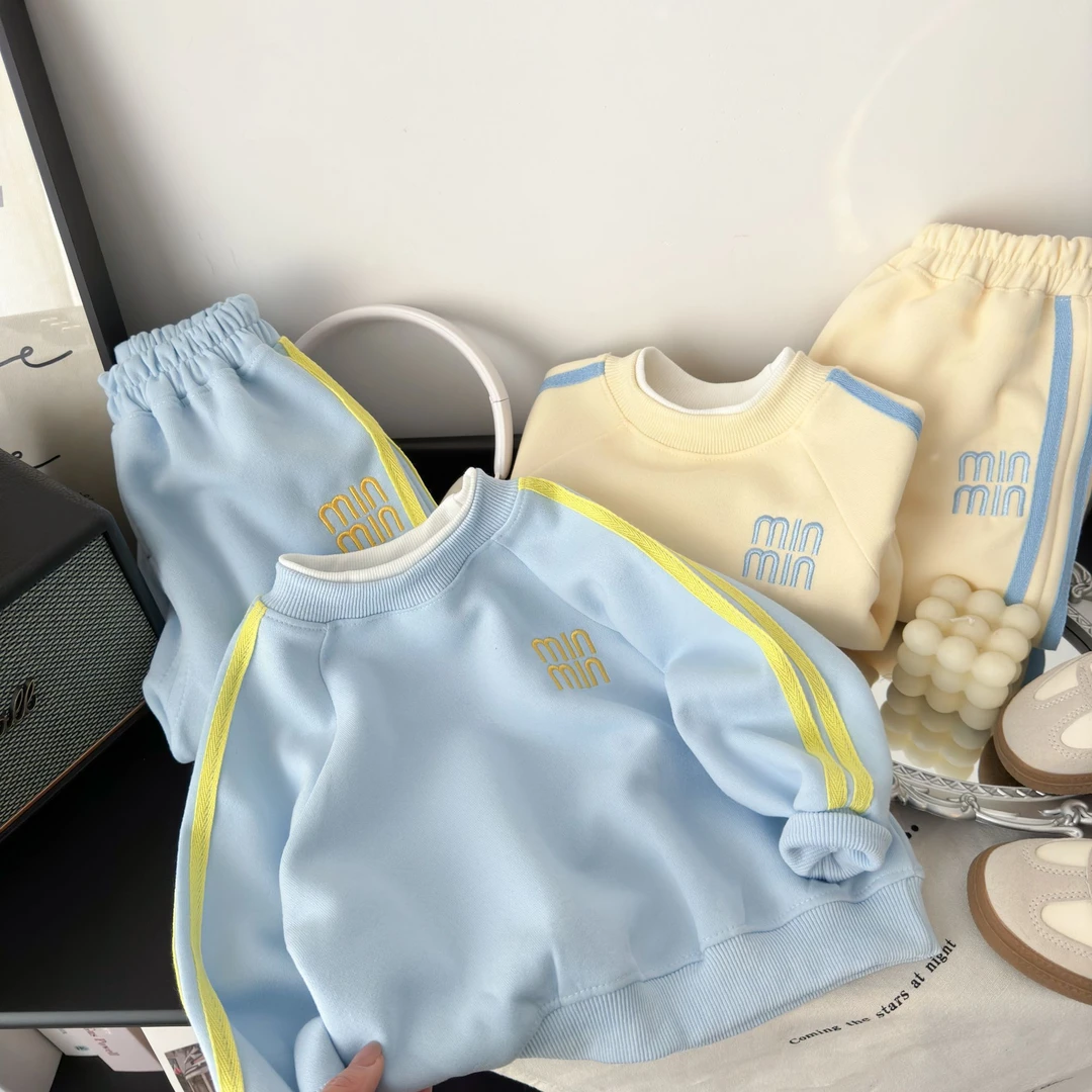 （亲子装）2025春季刺绣假两件时尚爆款休闲卡通宽松韩版卫衣套装