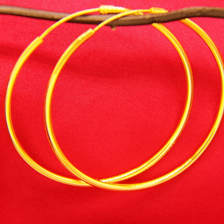 铜合金耳饰 黄金色光面圈圈耳环不掉色合金大耳圈显脸瘦时尚女款