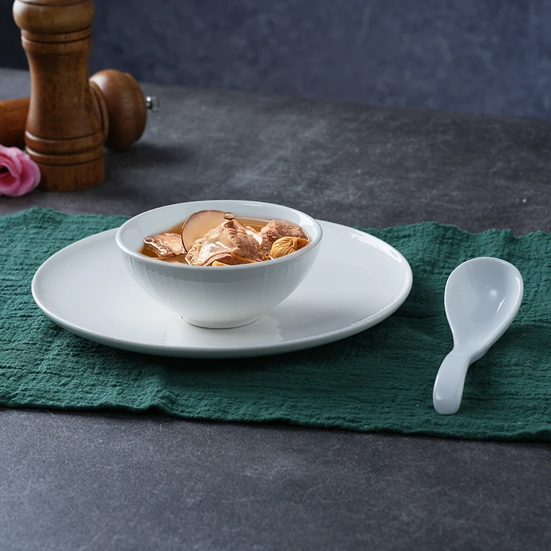 【新号开播福利】家用两碗两勺米饭碗小号高白汤碗翅碗餐具套装