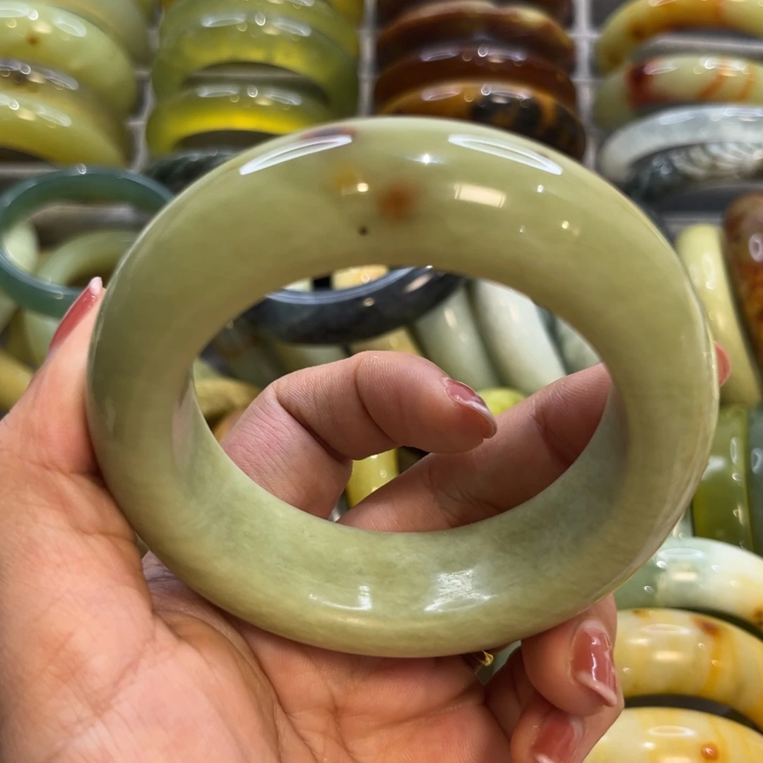 蛇纹石玉未镶嵌手镯8号58.5有瑕无售后