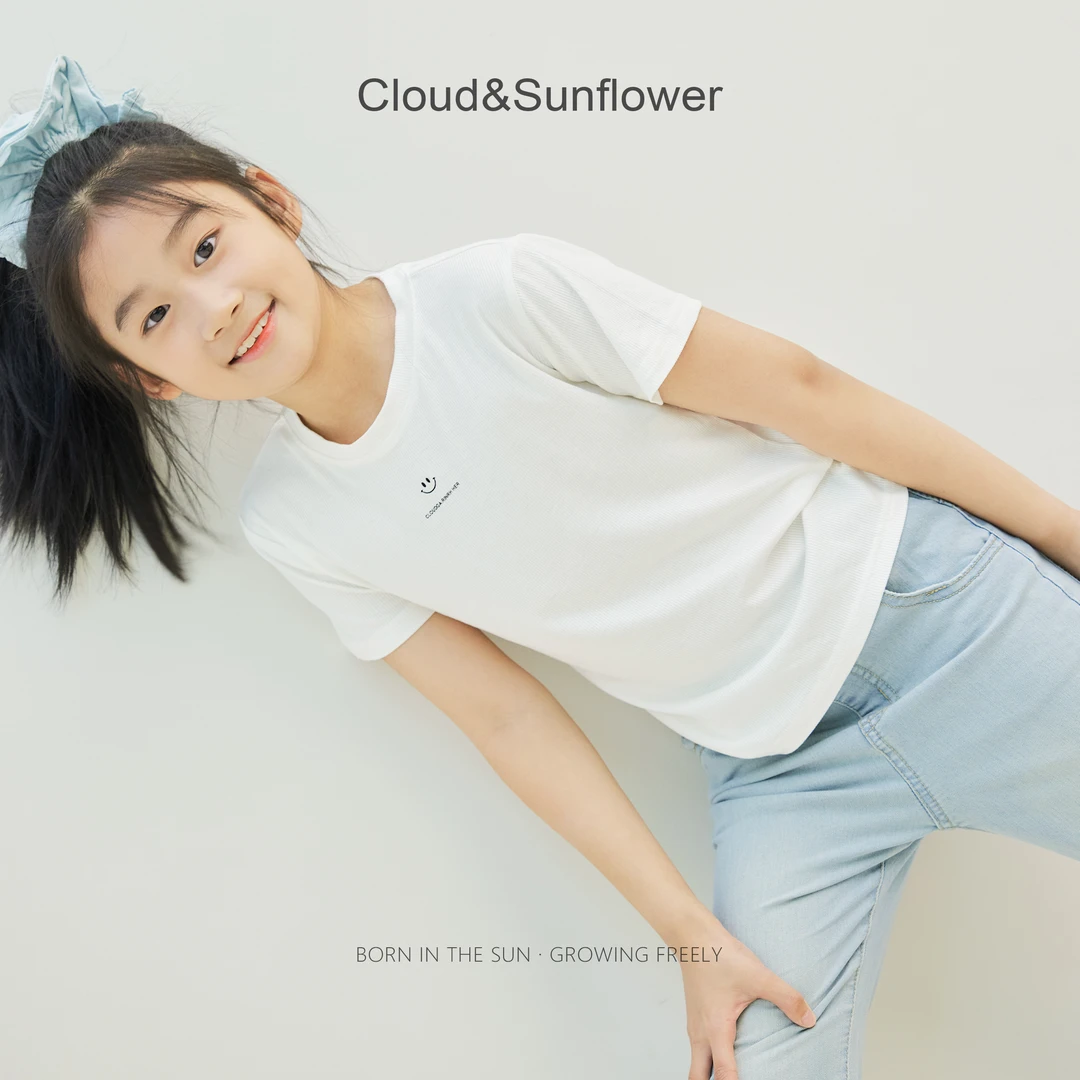 【云朵小葵】女童夏季笑脸印花休闲T恤031